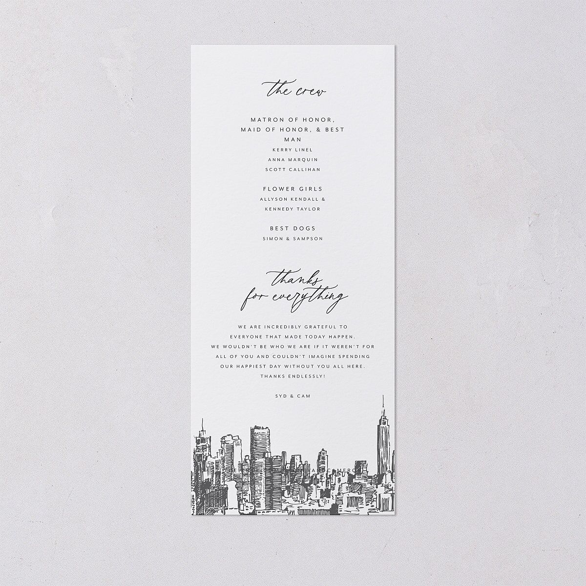 Love in NYC Wedding Programs Medieval Grey Signature