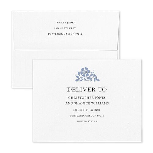 Block Print Save the Date Magnet Envelopes White Slate Both Recipient and Return Addresses Signature Standard