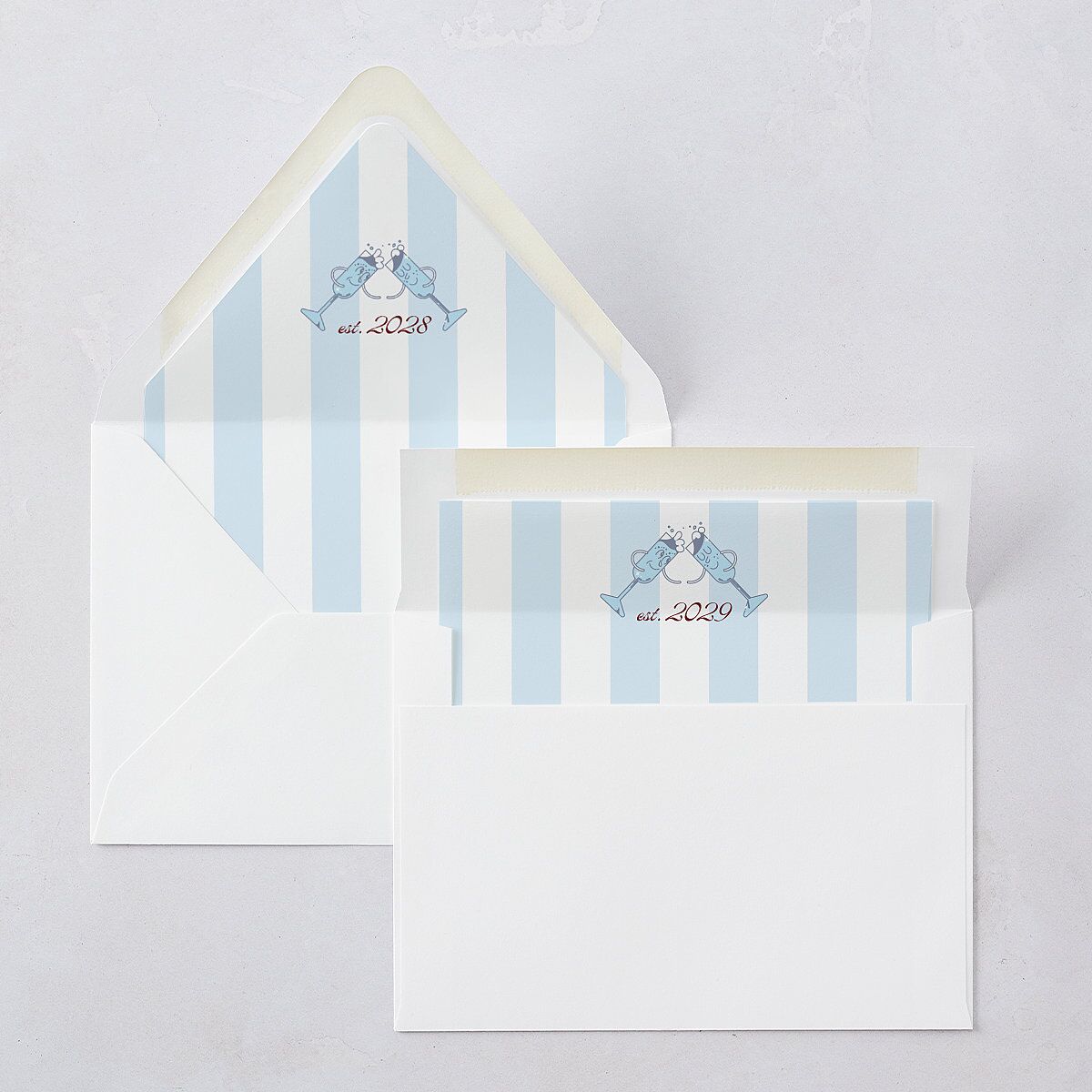 Whimsical Retro Cartoon Euro Envelope Liners Baby Blue Luxe