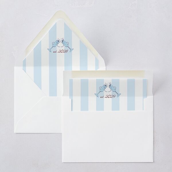 Whimsical Retro Cartoon Euro Envelope Liners Baby Blue Luxe