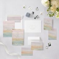 Ethereal Sunset Save The Date Cards Gold Peach Fuzz Signature smooth Blank No Standard