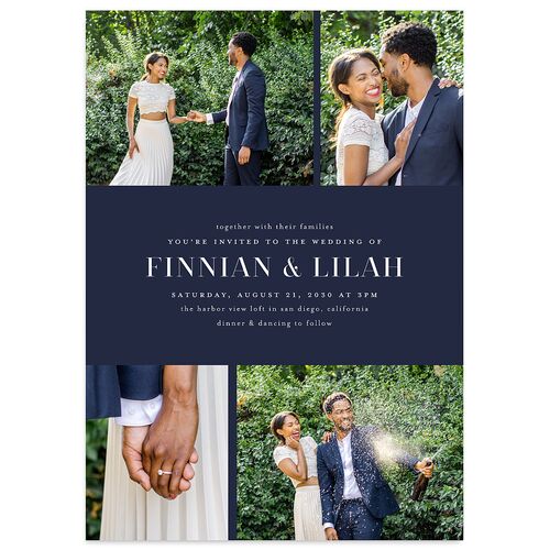 Portrait Gallery Wedding Invitations Navy Signature Blank No Standard