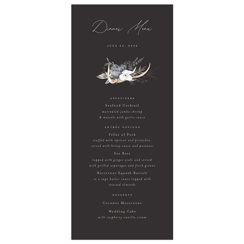 Gothic Antlers Menus Charcoal Signature