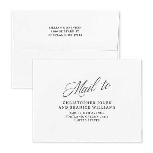 Technicolor Calligraphy Photo Save the Date Petite Card Envelopes White Pure White Both Recipient and Return Addresses Signature Standard