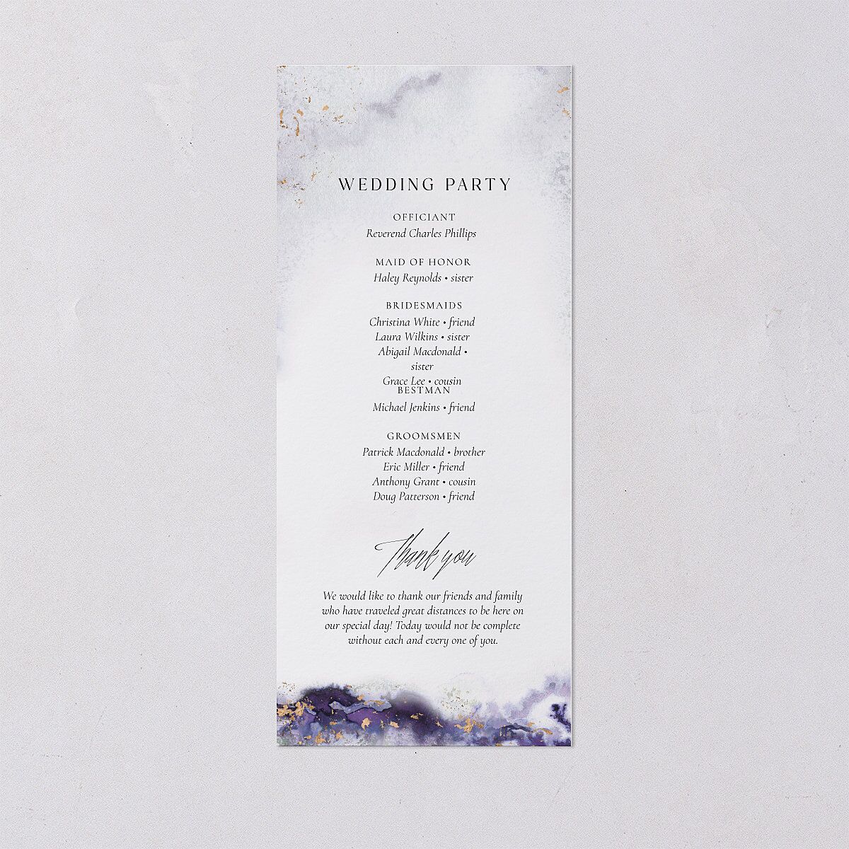 Painted Ethereal Wedding Programs Jewel Purple Signature