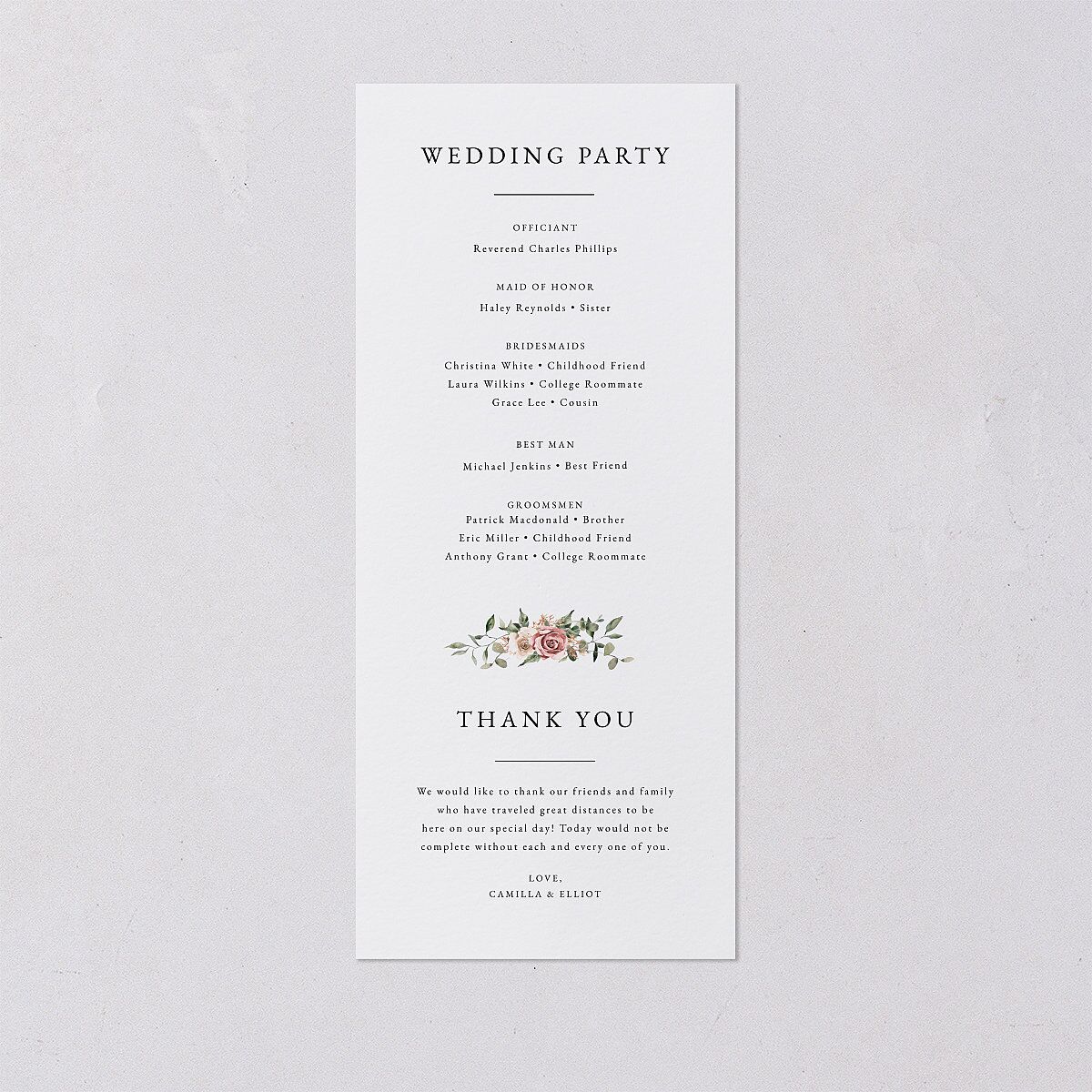Floral Monogram Wedding Programs Rose Quartz Signature