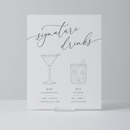 Romantic Calligraphy Standard Bar Tabletop Sign Small Silver Standard Outdoor Corrugated S Tabletop Bar