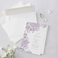 Monochrome Blooms Wedding Invitations Gold Sheer Lilac Signature Blank No Standard