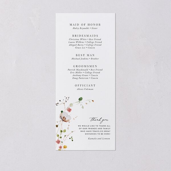 Glistening Wildflower Foil Wedding Programs Gold Soft Peach Signature