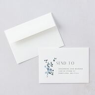 Cascading Florals Wedding Response Card Standard Envelopes White Standard Moody Blue Return Address Signature