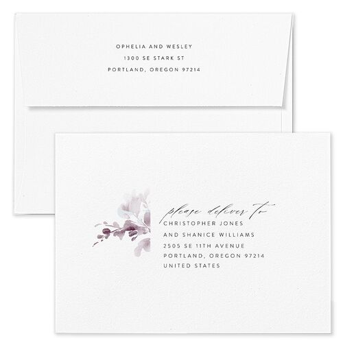 Watercolor Blooms Save The Date Card Envelopes Rose Fog Both Recipient and Return Addresses Signature Standard