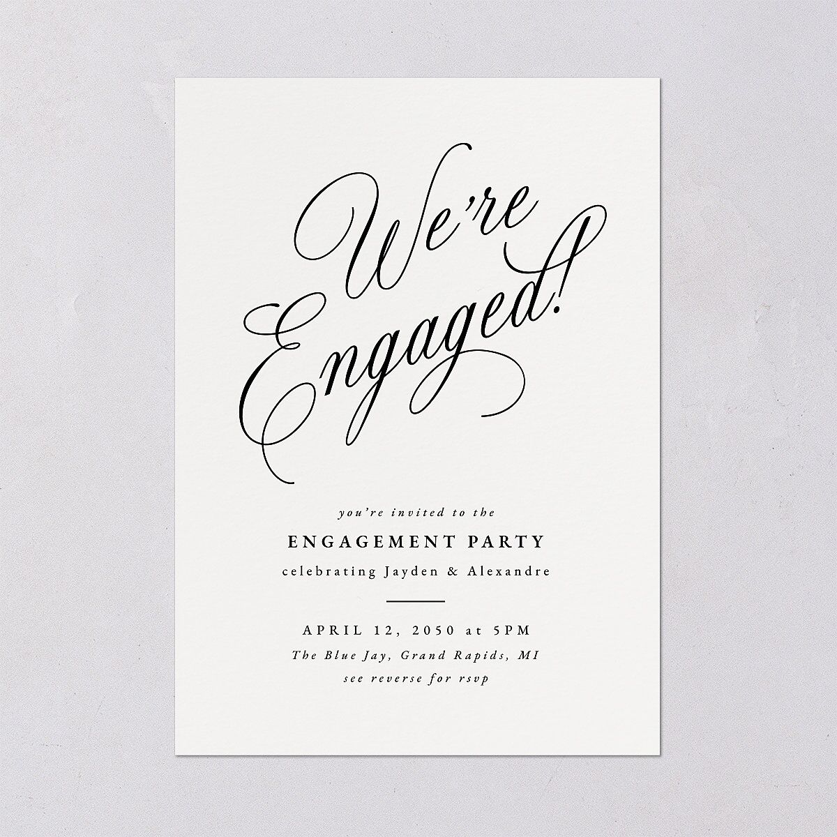 We're Engaged Calligraphy Engagement Party Invitations Champagne Signature Blank Standard