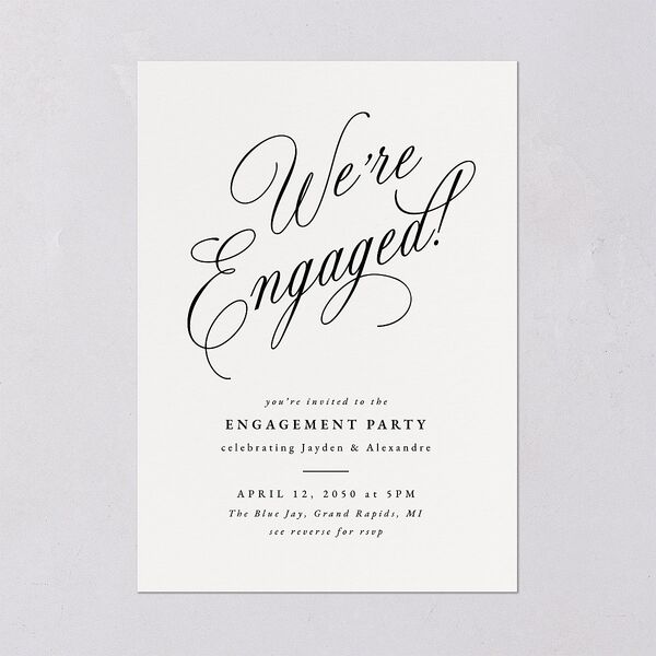 We're Engaged Calligraphy Engagement Party Invitations Champagne Signature Blank Standard