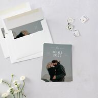Our Date Photo Save the Date Petite Cards Eucalyptus Signature smooth Blank No Standard