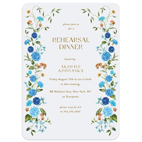 Indian Ascending Garland Rehearsal Dinner Invitations Umber Signature Blank Rounded