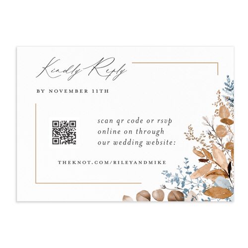 Gorgeous Greenery QR Code RSVP Cards Tan Signature Standard