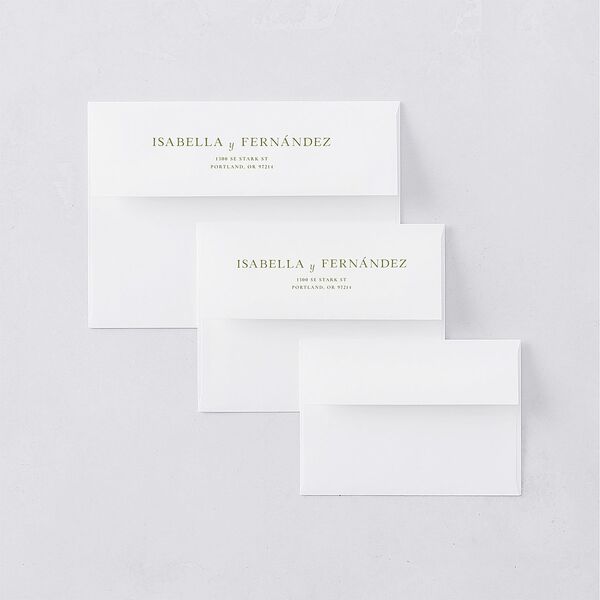 Cordillera Response Card Envelopes White Standard Olive Return Address Signature