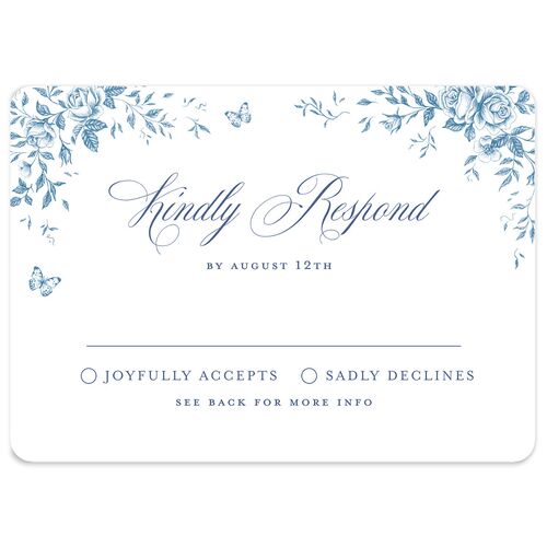 Elegant Rose Crest Wedding Response Cards Sapphire Signature Rounded