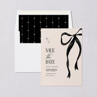 Whimsical Hand Drawn Bow Save the Date Cards Linen Signature smooth Blank No Standard