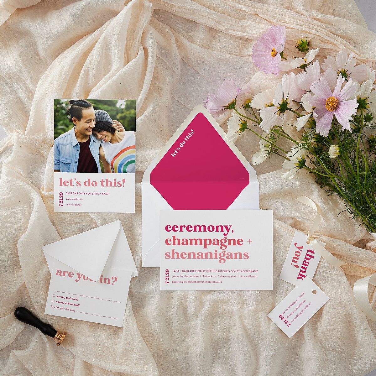 Vibrant Bold Favor Gift Tags Hot Pink Signature