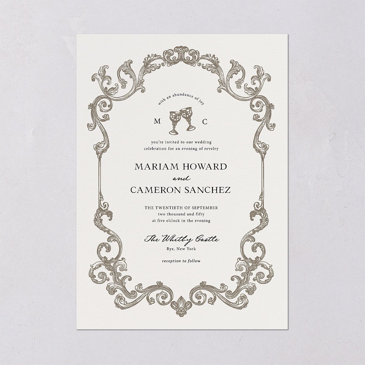Romantic Fantasy Wedding Invitations Champagne Signature Blank No Standard