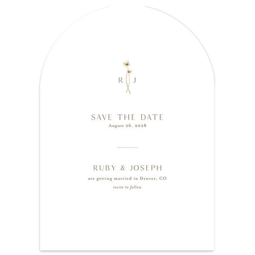 Dainty Monogram Save the Date Cards Bisque Signature smooth Blank No Arch