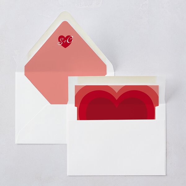 Modern Retro Hearts Euro Envelope Liners Ruby Luxe