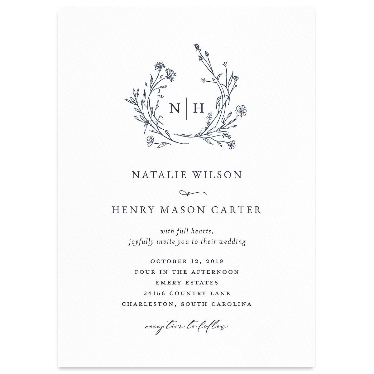 Natural Monogram Wedding Invitations