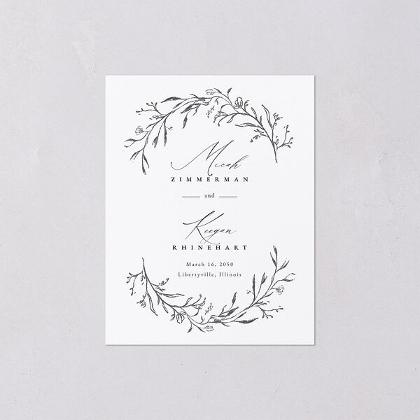 Illustrated Vines Save the Date Petite Cards Charcoal Signature smooth Blank No Standard