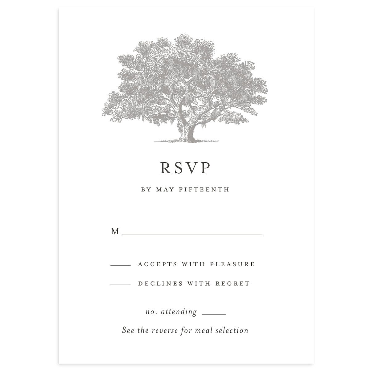Southern Oak Tree Wedding Response Cards