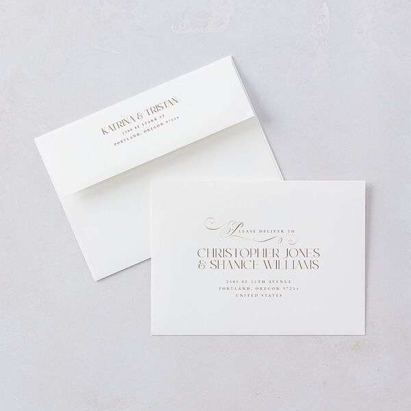 Once Upon a Time Wedding Invitations Gold Linen Signature Blank No Standard