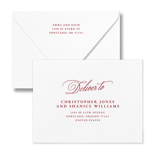 Happy Holidays Calligraphy Thank You Card Euro Envelopes White Pure White Both Recipient and Return Addresses Luxe Signature