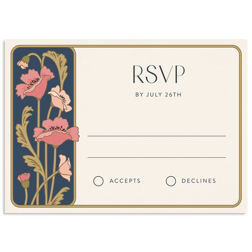 Vintage Nouveau Floral Wedding Response Cards Moody Blue Signature Standard