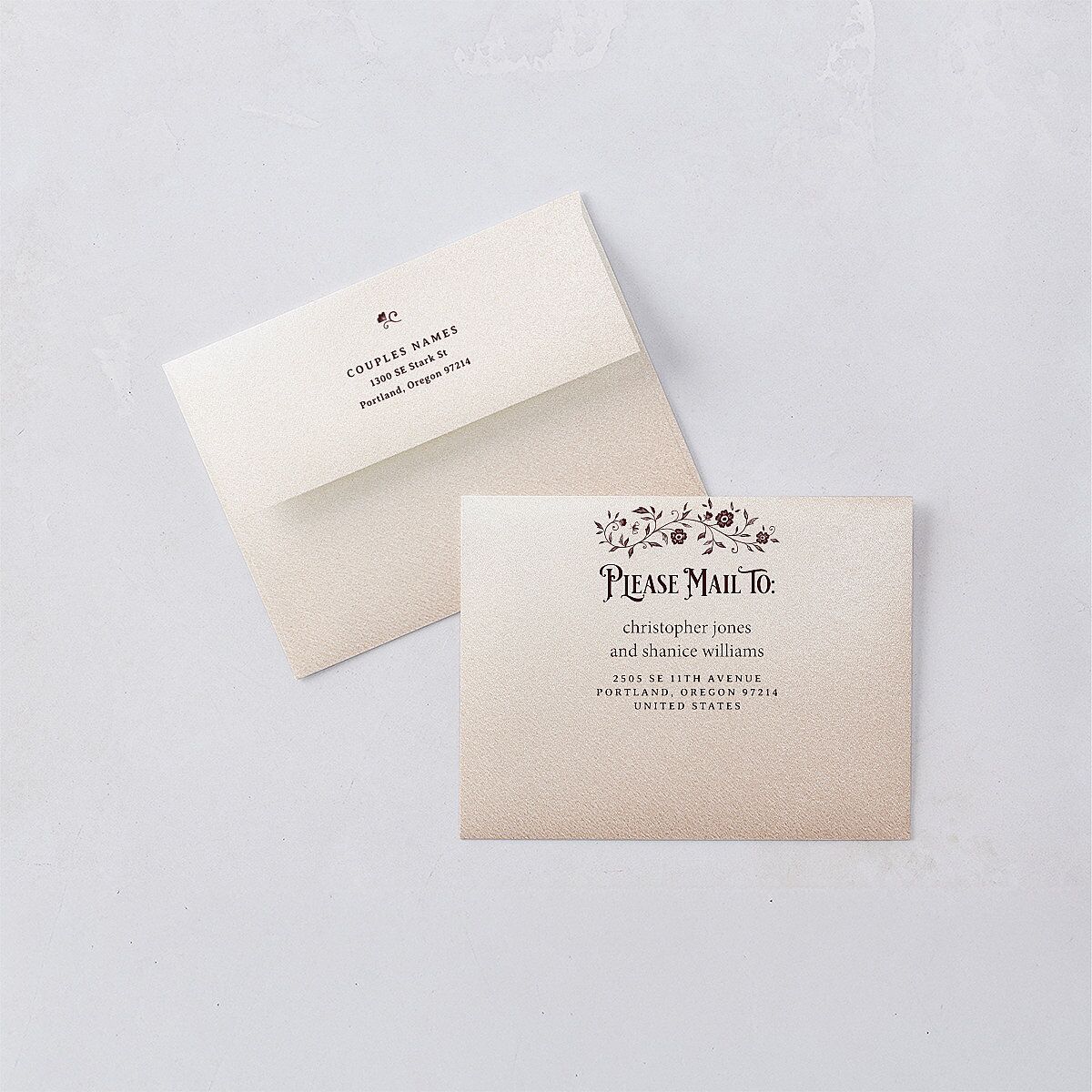 Vintage Storybook Thank You Card Envelopes Merlot White Both Recipient and Return Addresses Signature