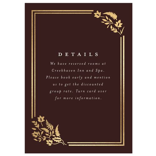 Rustic Kingdom Wedding Event Detail Cards Gold Chocolate Signature Standard
