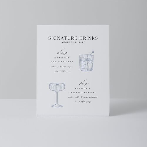 Mountain Wildflowers Bar Bended Tabletop Sign X-small Dusty Blue Standard Plastic XS Tabletop Bar