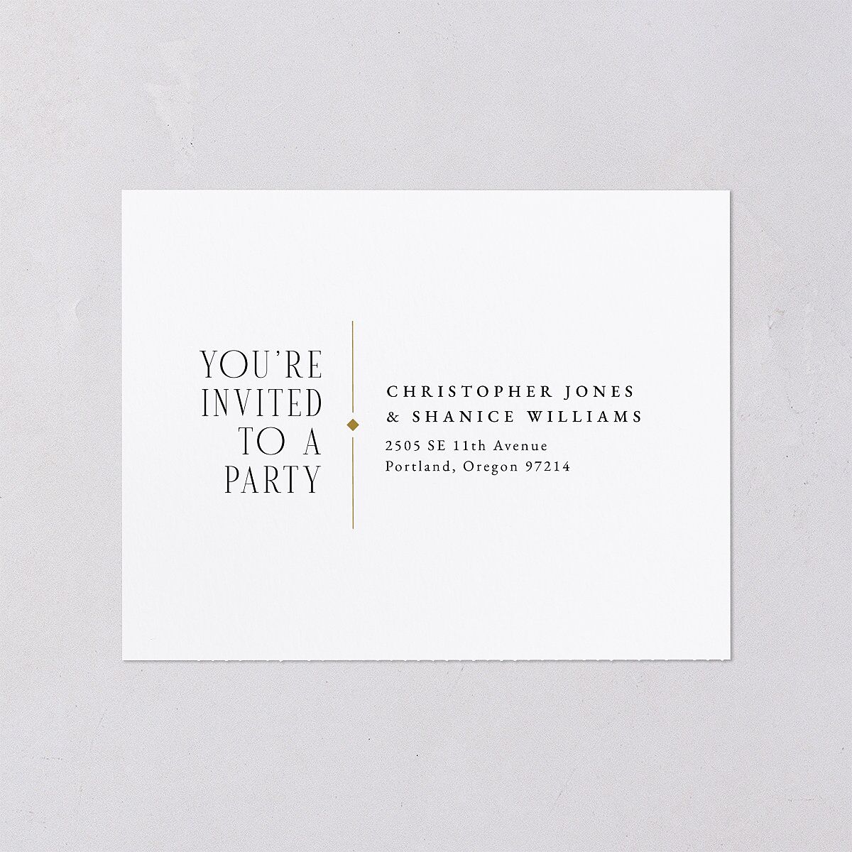 Old Hollywood Glam All-in-One Wedding Invitations Charcoal Signature Light Both Recipient and Return Addresses No
