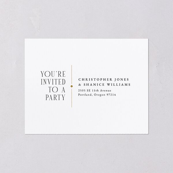 Old Hollywood Glam All-in-One Wedding Invitations Charcoal Signature Light Both Recipient and Return Addresses No