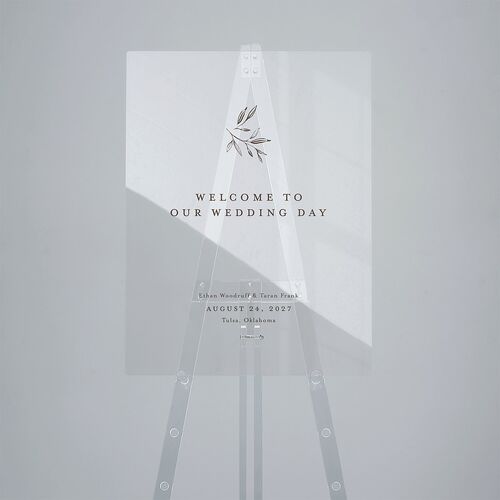 Minimal Leaves Acrylic Welcome Sign Medium Bisque Standard Acrylic M Welcome