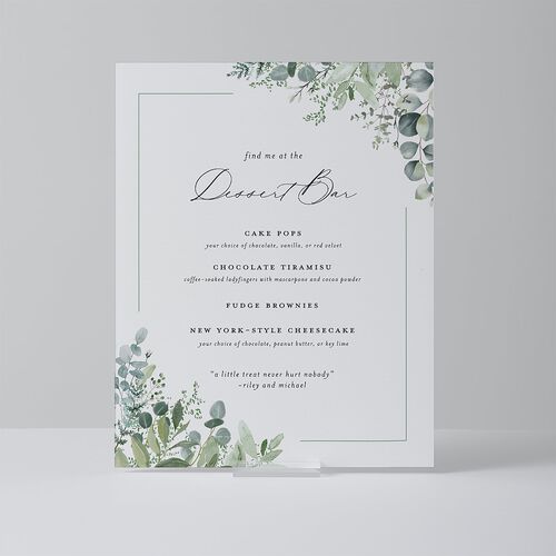 Gorgeous Greenery Standard Menu Tabletop Sign Small Pure White Standard Outdoor Corrugated S Tabletop Menu