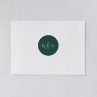 Glamorous Crown Monogram Crest Wedding Stickers by Bridgerton Deep Lake Circle
