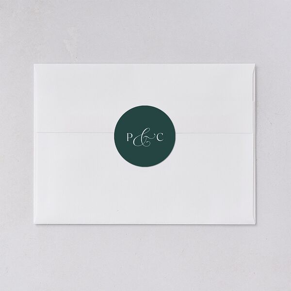Glamorous Crown Monogram Crest Wedding Stickers by Bridgerton Deep Lake Circle
