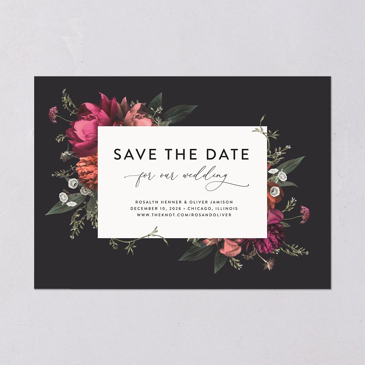 Blooming Botanical Digital Save the Date Cards Midnight Dusty Blue Lets Celebrate Standard