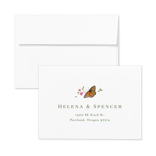 Rustic Butterflies Response Card Envelopes White Scottish Green Return Address Signature Standard