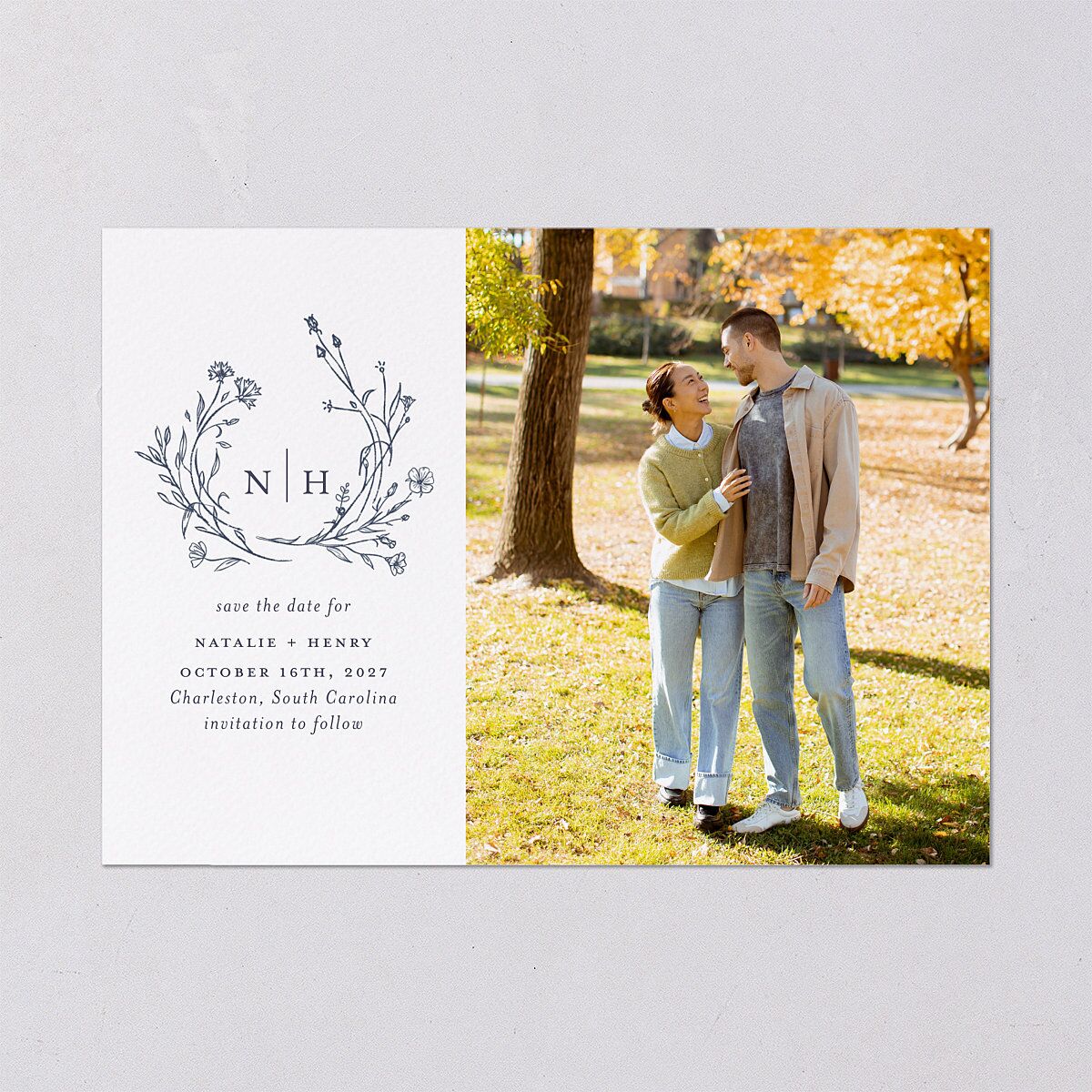 Natural Monogram Save The Date Cards — view 2