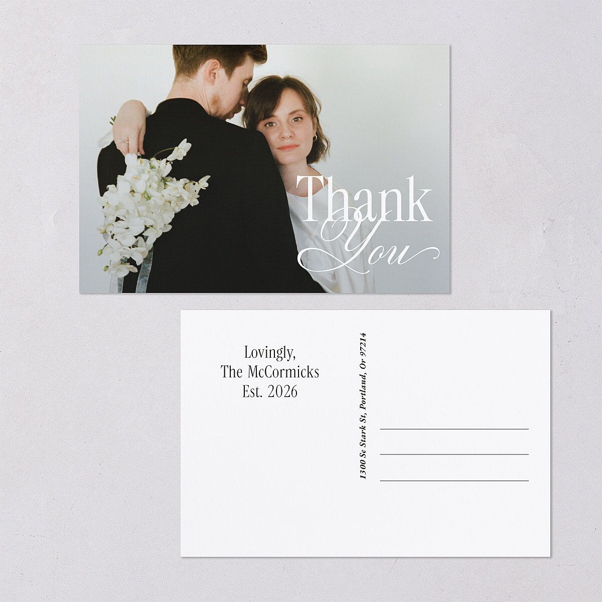 Timeless Happy Holiday Photo Thank You Postcards Pure White