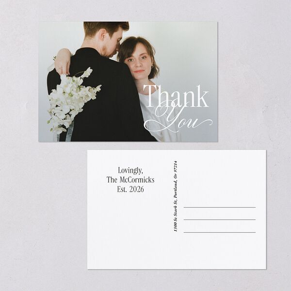 Timeless Happy Holiday Photo Thank You Postcards Pure White
