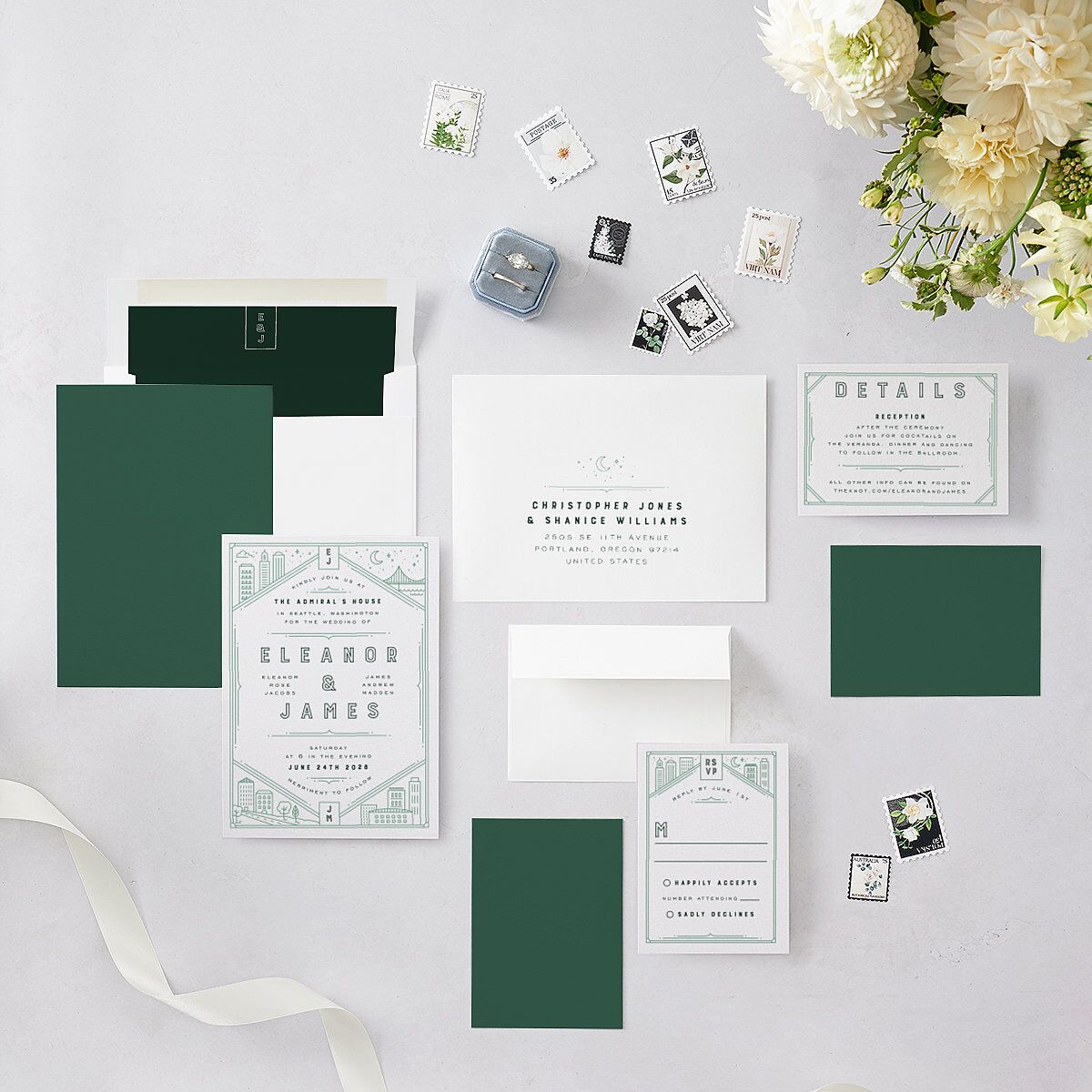 Iconic City Wedding Invitations Tide Pool Signature Blank No Standard