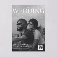 Magazine Cover Save the Date Cards Licorice Signature smooth Blank No