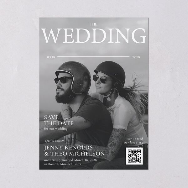 Magazine Cover Save the Date Cards Licorice Signature smooth Blank No